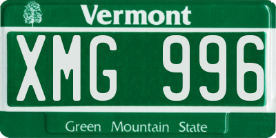 VT license plate XMG996