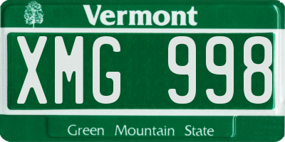 VT license plate XMG998