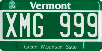 VT license plate XMG999