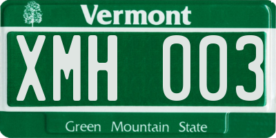 VT license plate XMH003
