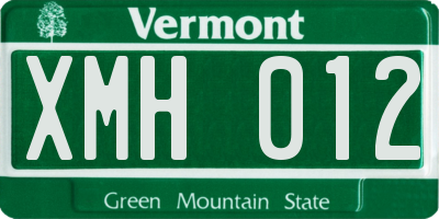 VT license plate XMH012