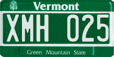 VT license plate XMH025