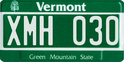 VT license plate XMH030