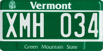 VT license plate XMH034