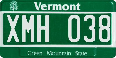 VT license plate XMH038