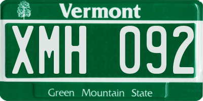 VT license plate XMH092