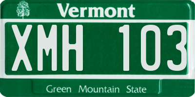 VT license plate XMH103