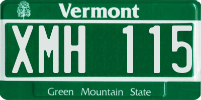 VT license plate XMH115