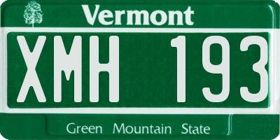 VT license plate XMH193