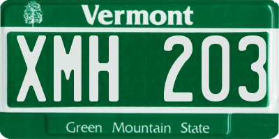 VT license plate XMH203