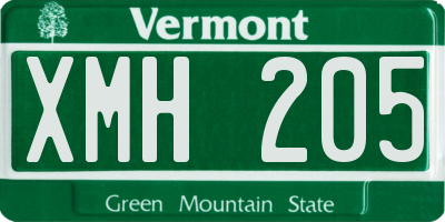 VT license plate XMH205