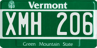 VT license plate XMH206