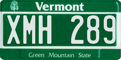 VT license plate XMH289