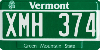VT license plate XMH374
