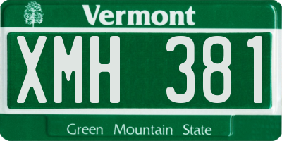 VT license plate XMH381