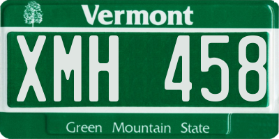 VT license plate XMH458