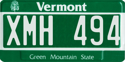 VT license plate XMH494