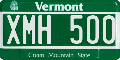 VT license plate XMH500