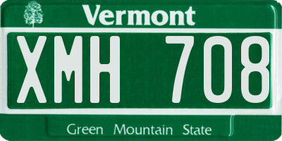 VT license plate XMH708
