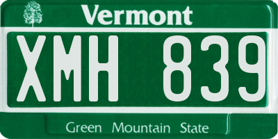VT license plate XMH839