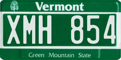 VT license plate XMH854