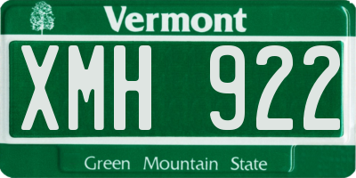 VT license plate XMH922