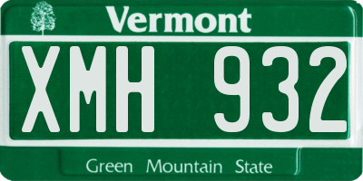 VT license plate XMH932
