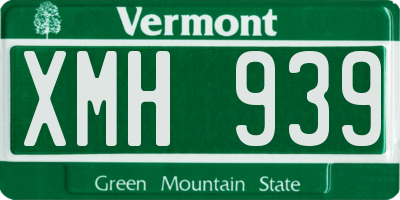 VT license plate XMH939