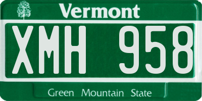 VT license plate XMH958