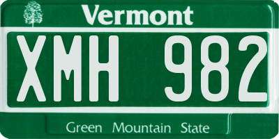 VT license plate XMH982