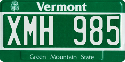 VT license plate XMH985