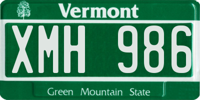 VT license plate XMH986