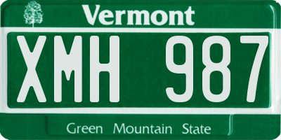 VT license plate XMH987