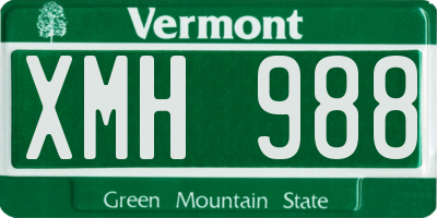 VT license plate XMH988