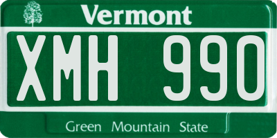 VT license plate XMH990