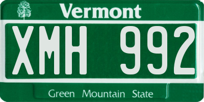 VT license plate XMH992