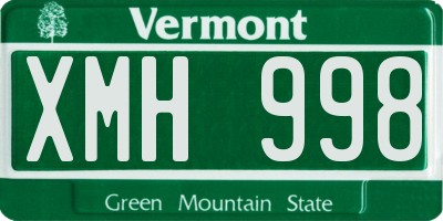 VT license plate XMH998