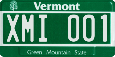 VT license plate XMI001