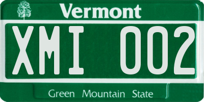VT license plate XMI002