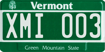 VT license plate XMI003