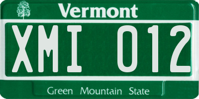VT license plate XMI012