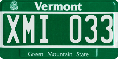 VT license plate XMI033