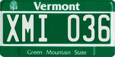VT license plate XMI036