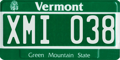 VT license plate XMI038