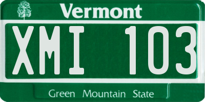 VT license plate XMI103