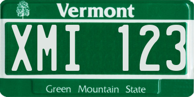 VT license plate XMI123