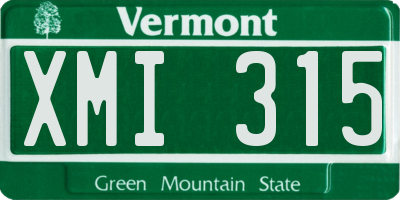 VT license plate XMI315