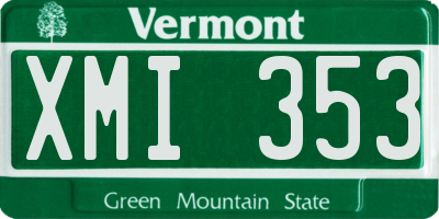 VT license plate XMI353