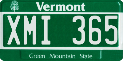VT license plate XMI365