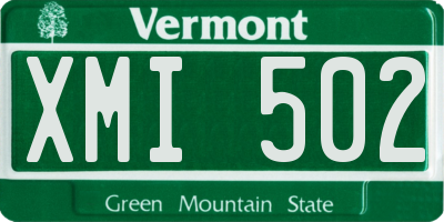 VT license plate XMI502